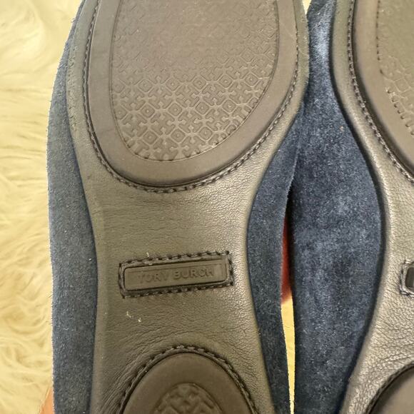 Tory Burch Minnie Travel Ballet Flat Blue Suede Womens Sz 6.5 M Foldable - Picture 12 of 14